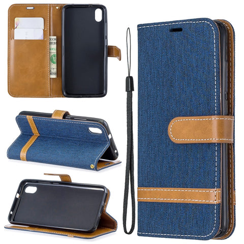 Assorted Color Jeans Cloth Leather Wallet Case for Xiaomi Redmi 7A