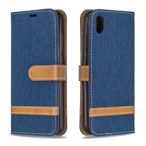 Assorted Color Jeans Cloth Leather Wallet Case for Xiaomi Redmi 7A