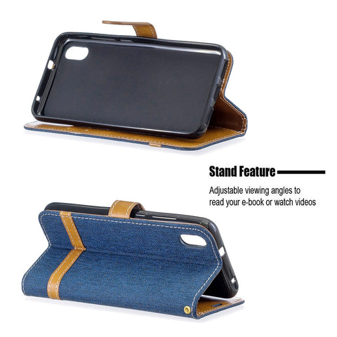 Assorted Color Jeans Cloth Leather Wallet Case for Xiaomi Redmi 7A