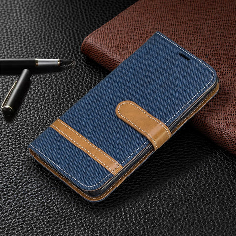 Assorted Color Jeans Cloth Leather Wallet Case for Xiaomi Redmi 7A