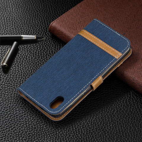 Assorted Color Jeans Cloth Leather Wallet Case for Xiaomi Redmi 7A