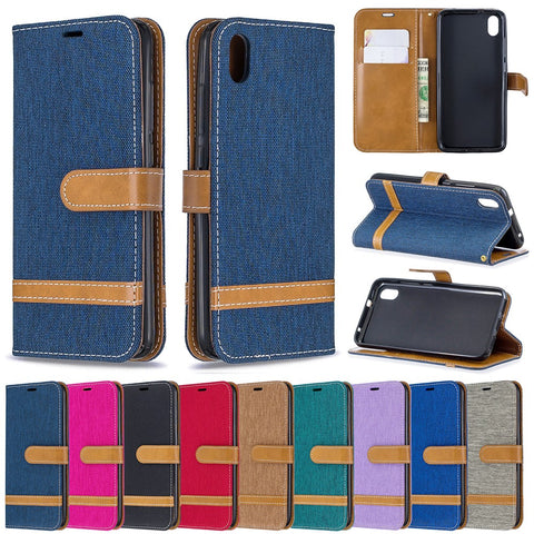 Assorted Color Jeans Cloth Leather Wallet Case for Xiaomi Redmi 7A