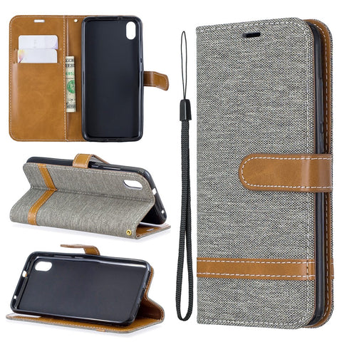 Assorted Color Jeans Cloth Leather Wallet Case for Xiaomi Redmi 7A