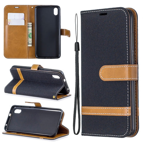 Assorted Color Jeans Cloth Leather Wallet Case for Xiaomi Redmi 7A