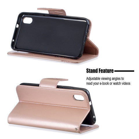 Imprint Butterfly Wallet Stand PU Leather Phone Case for Xiaomi Redmi 7A
