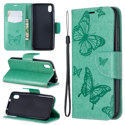 Imprint Butterfly Wallet Stand PU Leather Phone Case for Xiaomi Redmi 7A