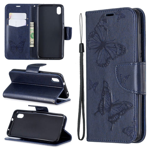 Imprint Butterfly Wallet Stand PU Leather Phone Case for Xiaomi Redmi 7A