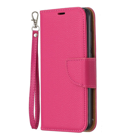Litchi Texture Leather Wallet Stand Phone Cover with Strap for Xiaomi Redmi 7A