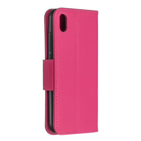 Litchi Texture Leather Wallet Stand Phone Cover with Strap for Xiaomi Redmi 7A