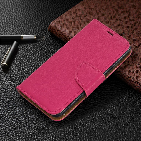 Litchi Texture Leather Wallet Stand Phone Cover with Strap for Xiaomi Redmi 7A