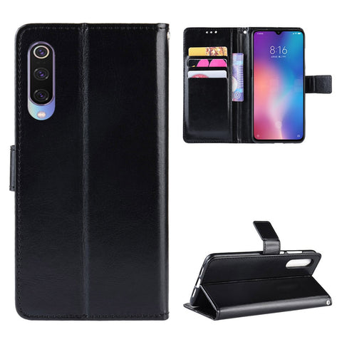 Crazy Horse Texture Wallet Leather Flip Case with Hand Strap Phone Casing for Xiaomi Mi CC9 / Mi CC9 Meitu Edition/ Mi 9 Lite