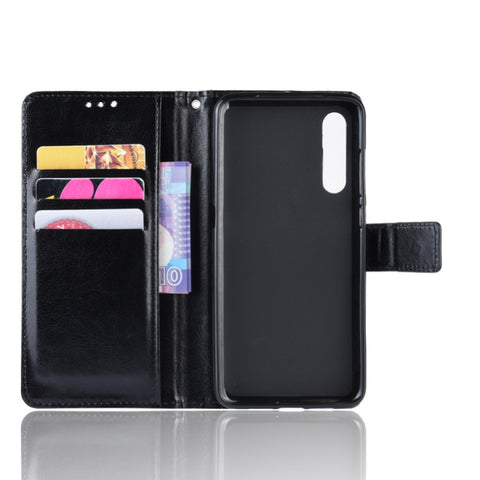 Crazy Horse Texture Wallet Leather Flip Case with Hand Strap Phone Casing for Xiaomi Mi CC9 / Mi CC9 Meitu Edition/ Mi 9 Lite
