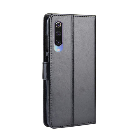 Crazy Horse Texture Wallet Leather Flip Case with Hand Strap Phone Casing for Xiaomi Mi CC9 / Mi CC9 Meitu Edition/ Mi 9 Lite