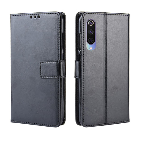 Crazy Horse Texture Wallet Leather Flip Case with Hand Strap Phone Casing for Xiaomi Mi CC9 / Mi CC9 Meitu Edition/ Mi 9 Lite