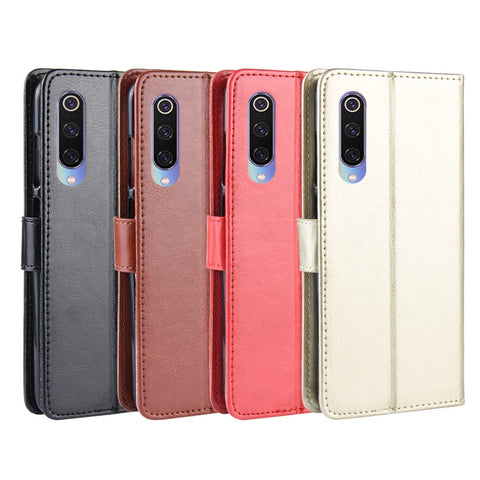 Crazy Horse Texture Wallet Leather Flip Case with Hand Strap Phone Casing for Xiaomi Mi CC9 / Mi CC9 Meitu Edition/ Mi 9 Lite