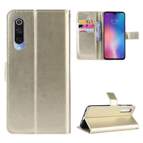 Crazy Horse Texture Wallet Leather Flip Case with Hand Strap Phone Casing for Xiaomi Mi CC9 / Mi CC9 Meitu Edition/ Mi 9 Lite
