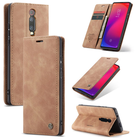 CASEME 013 Series Auto-absorbed Wallet Stand PU Leather Phone Cover for Xiaomi Redmi K20 Pro/Redmi K20/Mi 9T/Mi 9T Pro