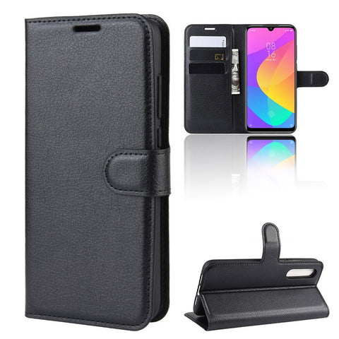 Litchi Skin Leather Wallet Stand Cell Phone Case for Xiaomi Mi CC9e / Mi A3
