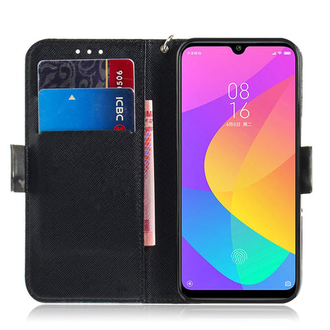 Light Spot Decor Pattern Printing Wallet Stand Leather Protective Phone Case Cover for Xiaomi Mi CC9e / Mi A3