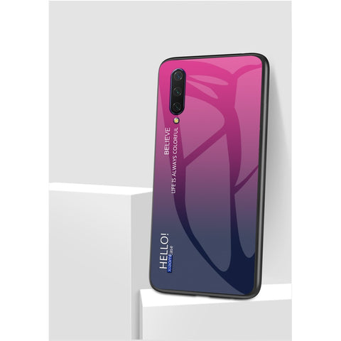 Gradient Color Tempered Glass + PC + TPU Hybrid Case for Xiaomi Mi CC9e/Mi A3
