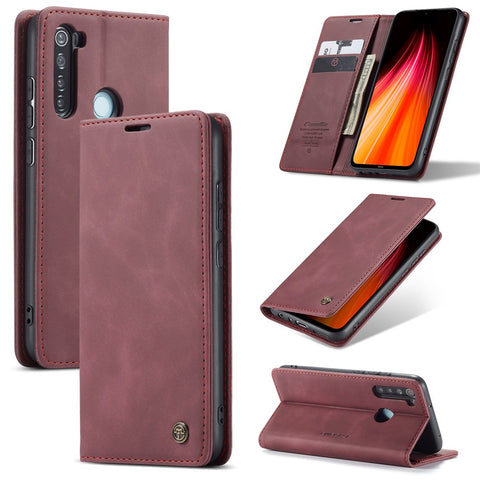 CASEME 013 Series Auto-absorbed Leather Wallet Stand Phone Covering Case for Xiaomi Redmi Note 8