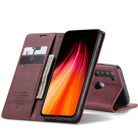 CASEME 013 Series Auto-absorbed Leather Wallet Stand Phone Covering Case for Xiaomi Redmi Note 8