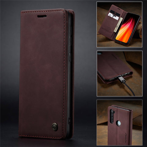 CASEME 013 Series Auto-absorbed Leather Wallet Stand Phone Covering Case for Xiaomi Redmi Note 8