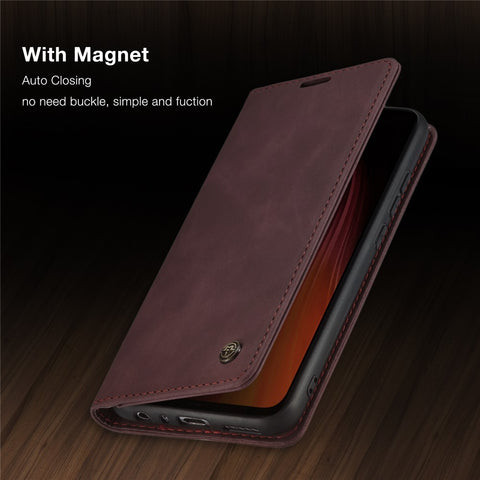 CASEME 013 Series Auto-absorbed Leather Wallet Stand Phone Covering Case for Xiaomi Redmi Note 8
