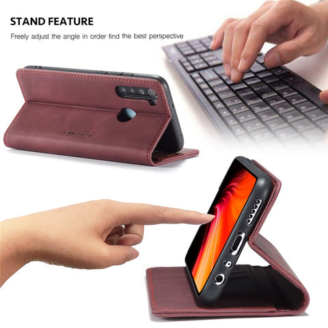 CASEME 013 Series Auto-absorbed Leather Wallet Stand Phone Covering Case for Xiaomi Redmi Note 8