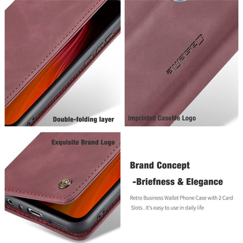 CASEME 013 Series Auto-absorbed Leather Wallet Stand Phone Covering Case for Xiaomi Redmi Note 8