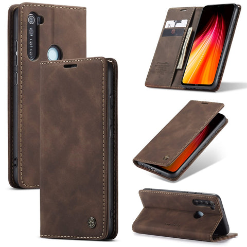 CASEME 013 Series Auto-absorbed Leather Wallet Stand Phone Covering Case for Xiaomi Redmi Note 8