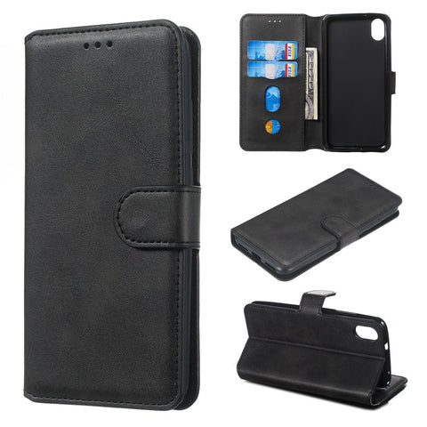 Solid Color Wallet Magnetic Leather Shell with Stand for Xiaomi Redmi 7A