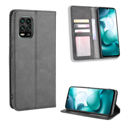 Auto-absorbed Retro Leather Shell Stand Wallet Case for Xiaomi Mi 10 Lite 5G/10 Youth 5G