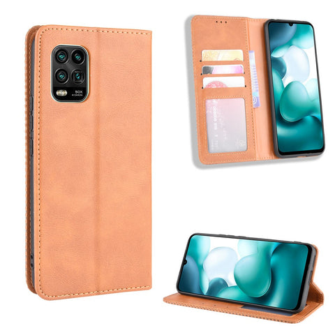 Auto-absorbed Retro Leather Shell Stand Wallet Case for Xiaomi Mi 10 Lite 5G/10 Youth 5G