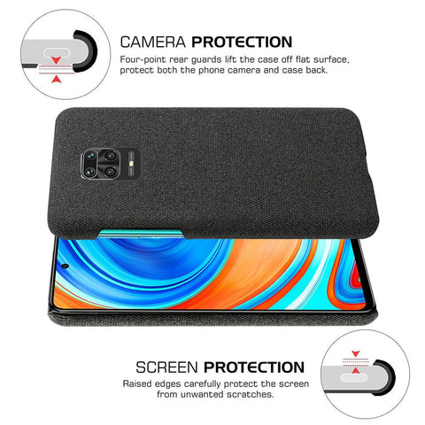 KSQ Cloth Coated PC Mobile Protective Phone Case Cover for Xiaomi Redmi Note 9S / Redmi Note 9 Pro / Redmi Note 9 Pro Max