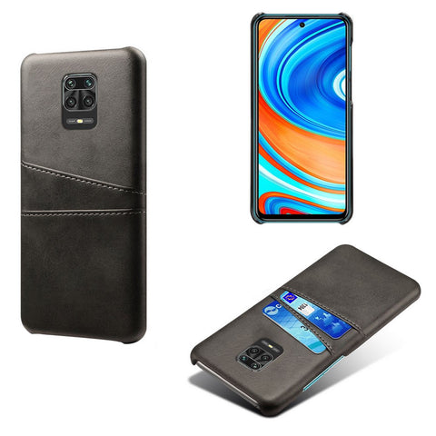 KSQ Double Card Slots PU Leather Coated Plastic Phone Hard Cover for Xiaomi Redmi Note 9 Pro/9 Pro Max/9S