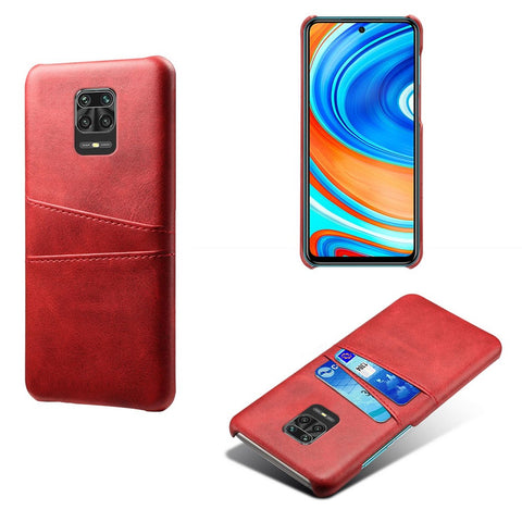 KSQ Double Card Slots PU Leather Coated Plastic Phone Hard Cover for Xiaomi Redmi Note 9 Pro/9 Pro Max/9S