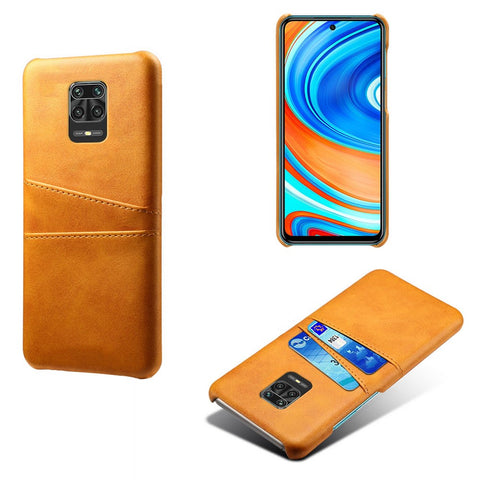 KSQ Double Card Slots PU Leather Coated Plastic Phone Hard Cover for Xiaomi Redmi Note 9 Pro/9 Pro Max/9S