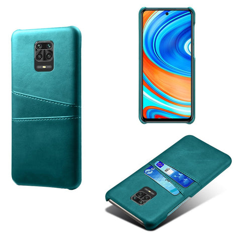 KSQ Double Card Slots PU Leather Coated Plastic Phone Hard Cover for Xiaomi Redmi Note 9 Pro/9 Pro Max/9S