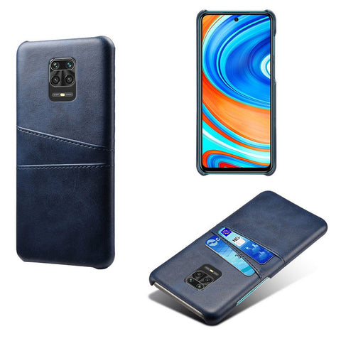KSQ Double Card Slots PU Leather Coated Plastic Phone Hard Cover for Xiaomi Redmi Note 9 Pro/9 Pro Max/9S