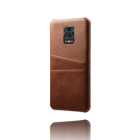 KSQ Double Card Slots PU Leather Coated Plastic Phone Hard Cover for Xiaomi Redmi Note 9 Pro/9 Pro Max/9S