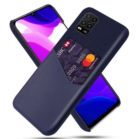 Cloth Splicing PU Leather Coated PC Hard Case with Card Slot for Xiaomi Mi 10 Lite 5G
