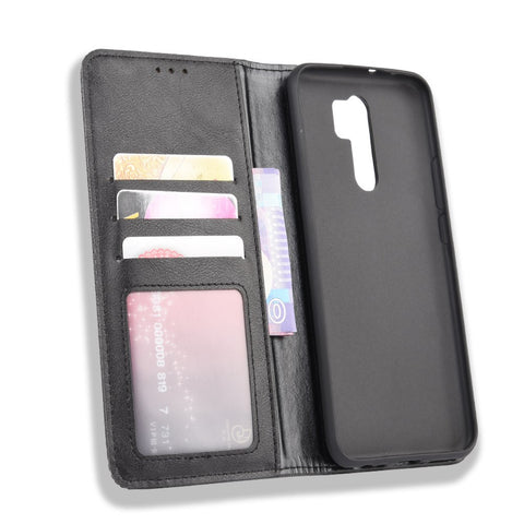 Vintage Style Leather Wallet Stand Phone Shell for Xiaomi Redmi 9 Prime (India) / Redmi 9