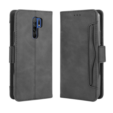 Wallet Stand Flip Leather Phone Cover for Xiaomi Redmi 9 Prime (India) / Redmi 9 Multiple Card Holders Design Phone Case