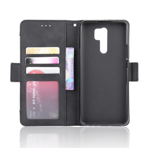 Wallet Stand Flip Leather Phone Cover for Xiaomi Redmi 9 Prime (India) / Redmi 9 Multiple Card Holders Design Phone Case