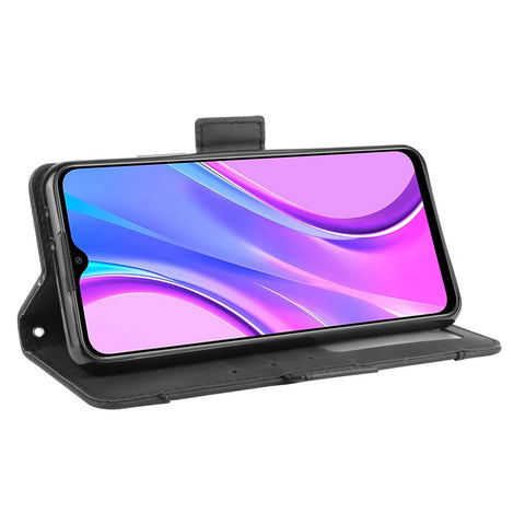 Wallet Stand Flip Leather Phone Cover for Xiaomi Redmi 9 Prime (India) / Redmi 9 Multiple Card Holders Design Phone Case