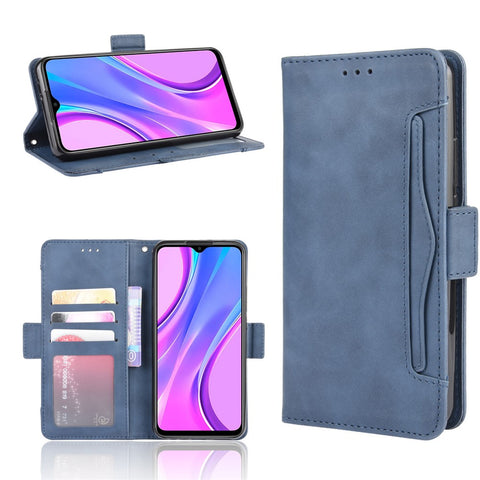 Wallet Stand Flip Leather Phone Cover for Xiaomi Redmi 9 Prime (India) / Redmi 9 Multiple Card Holders Design Phone Case