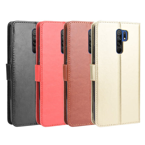 Crazy Horse Texture Wallet Stand Leather Phone Case for Xiaomi Redmi 9 Prime (India) / Redmi 9