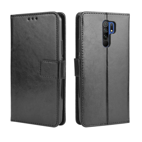 Crazy Horse Texture Wallet Stand Leather Phone Case for Xiaomi Redmi 9 Prime (India) / Redmi 9