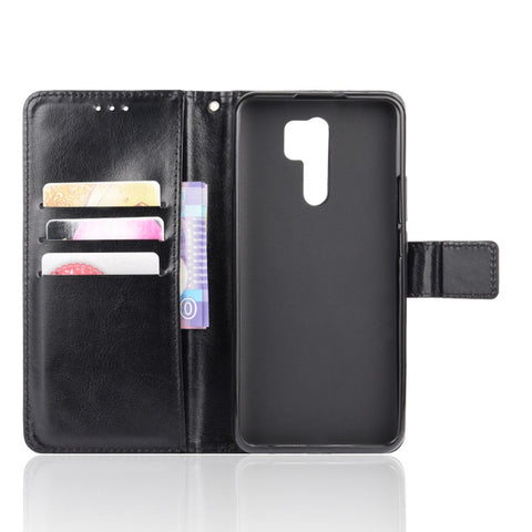 Crazy Horse Texture Wallet Stand Leather Phone Case for Xiaomi Redmi 9 Prime (India) / Redmi 9